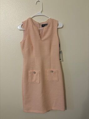 Karl Lagerfeld Blush Pink Tweed Midi Sheath Dress